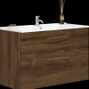 Scanbad Delta vaskeskab m/Karat vask 100 cm brun eg