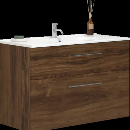 Scanbad Delta vaskeskab m/Karat vask 100 cm brun eg