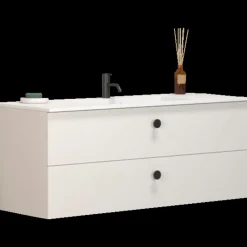 Scanbad Delta vaskeskab m/Micca vask 120 cm mat hvid