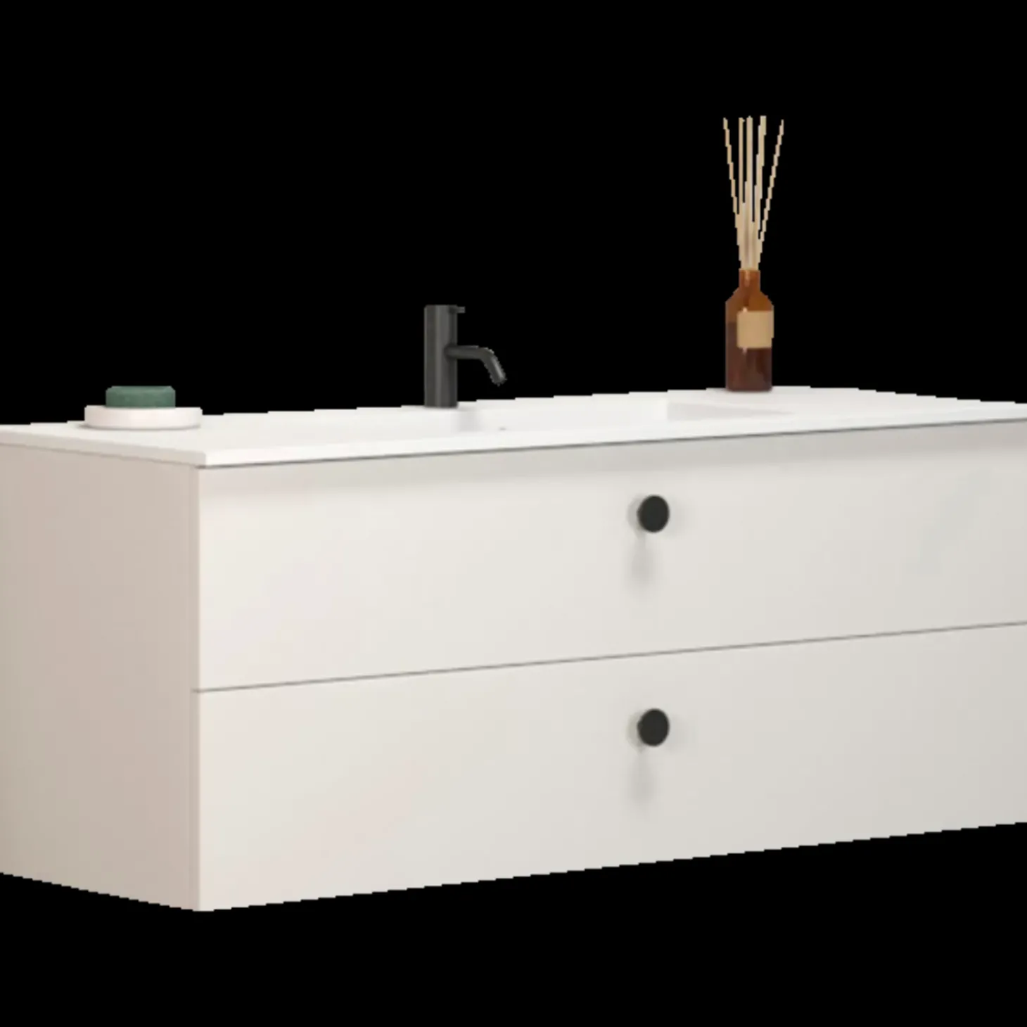 Scanbad Delta vaskeskab m/Micca vask 120 cm mat hvid