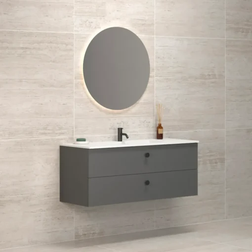 Scanbad Delta vaskeskab m/Micca vask 120 cm mat grå