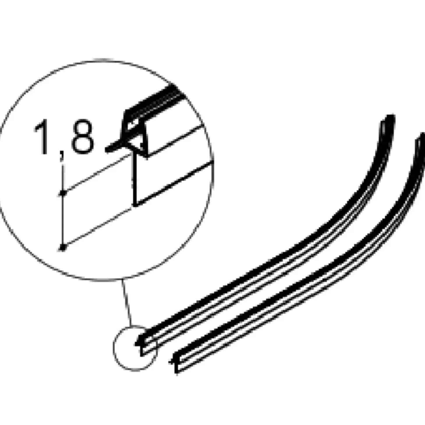 Scanbad Match drypliste til halvrunde døre 2 stk t/ E+F 81,5 cm