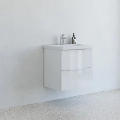 Scanbad Multo badmøbel m/Lazuli vask, 2 skuffer højglans hvid 62,7 cm