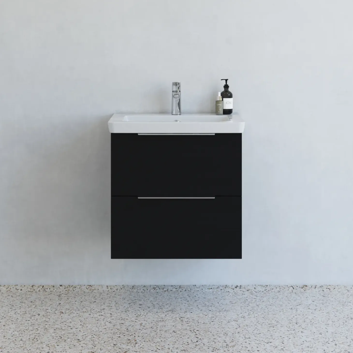 Scanbad Multo badmøbel m/Lazuli vask, 2 skuffer sort 62,7 cm