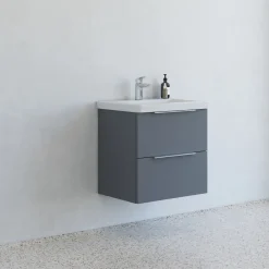 Scanbad Multo badmøbel m/Lazuli vask, 2 skuffer grå mat 62,7 cm