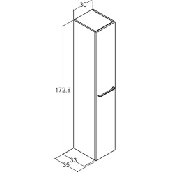 Scanbad Multo+ højskab m/1 låge vendbar 175x30x35 cm hvid mat