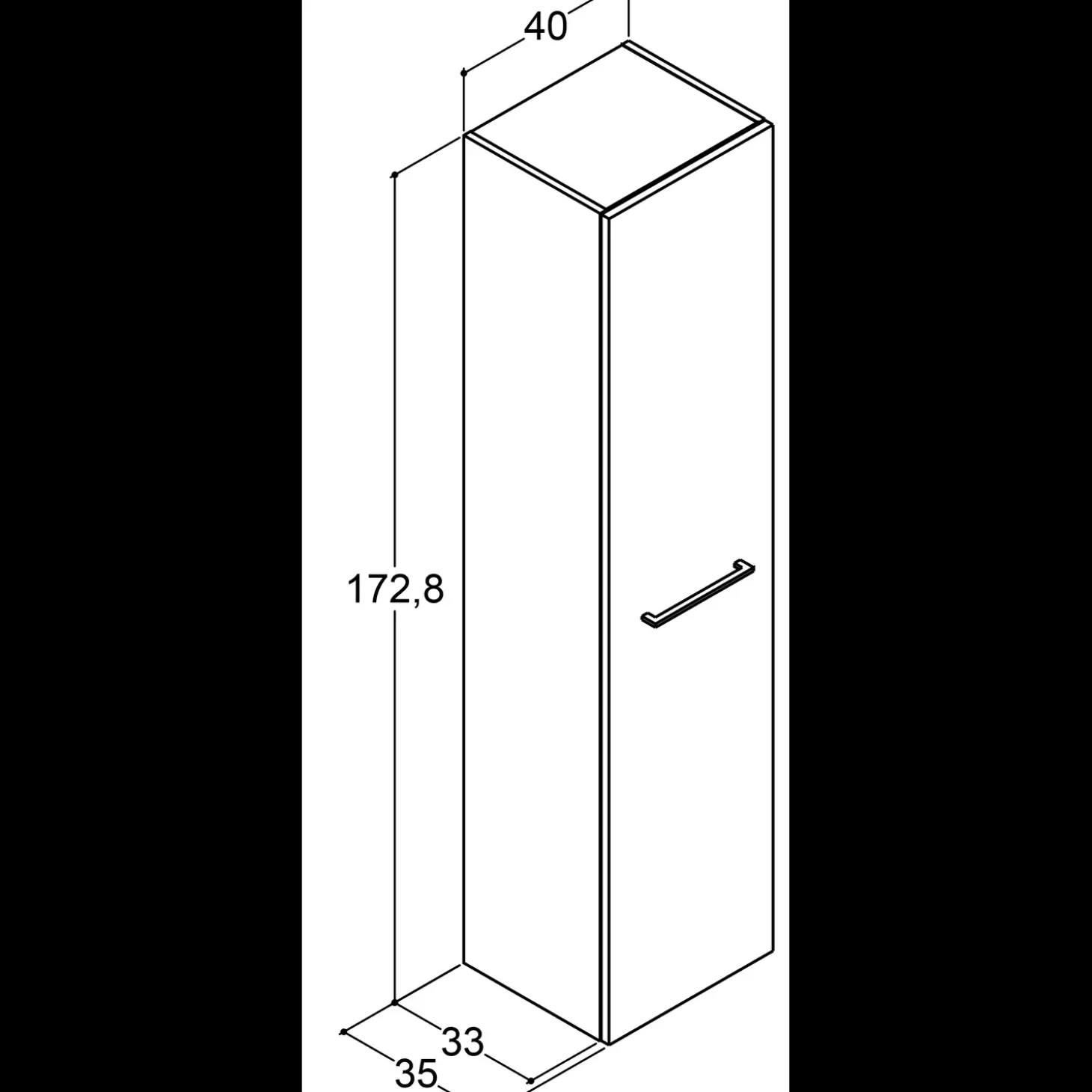 Scanbad Multo+ højskab 175x40x35 mat grå