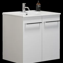 Scanbad Multo vaskeskab 61 cm m/låger inkl. Amber vask, hvid højglans