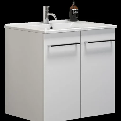 Scanbad Multo vaskeskab 61 cm m/låger inkl. Amber vask, hvid højglans