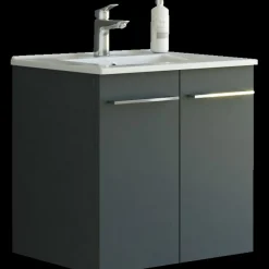 Scanbad Multo vaskeskab m/låger 61 cm  inkl. Amber vask, grå mat