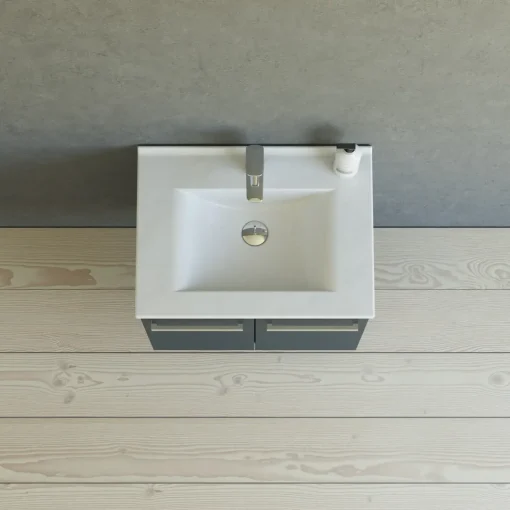Scanbad Multo vaskeskab m/låger 61 cm  inkl. Amber vask, grå mat