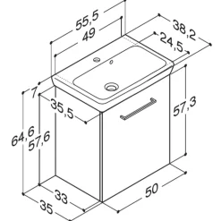 Scanbad Multo+ vaskeskab m/ Lotto vask 55 cm hvid højglans
