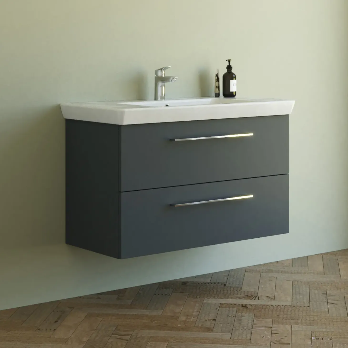 Scanbad Multo+ vaskeskab m/ Lotto XL vask 105 cm mat grå