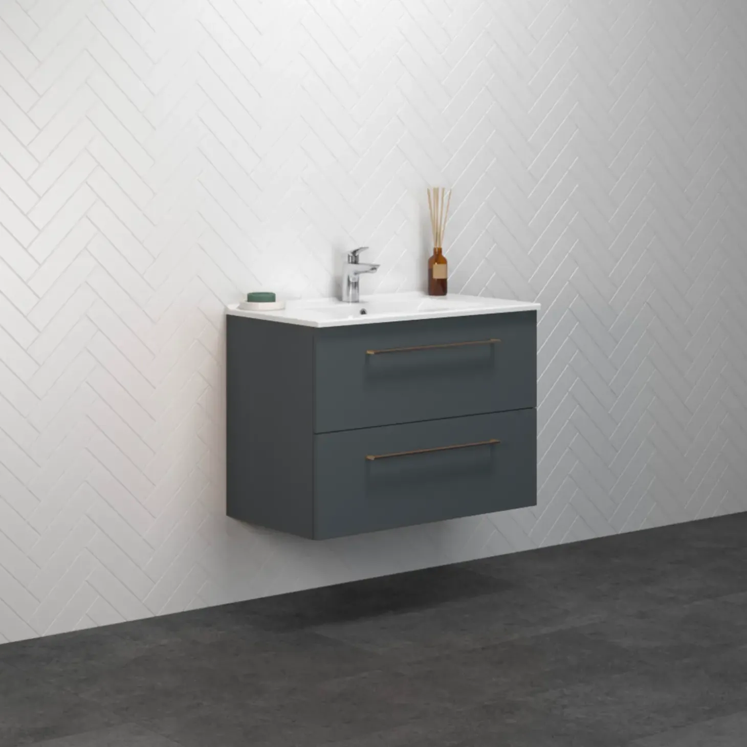 Scanbad Multo vaskeskab m/Lotto vask 81x59,4x45,5 cm mat grå