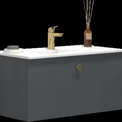 Scanbad Multo vaskeskab m/porcelænsvaskvask 81x59,4x36 cm mat grå