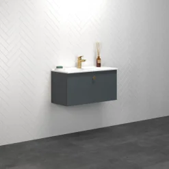 Scanbad Multo vaskeskab m/porcelænsvaskvask 81x59,4x36 cm mat grå