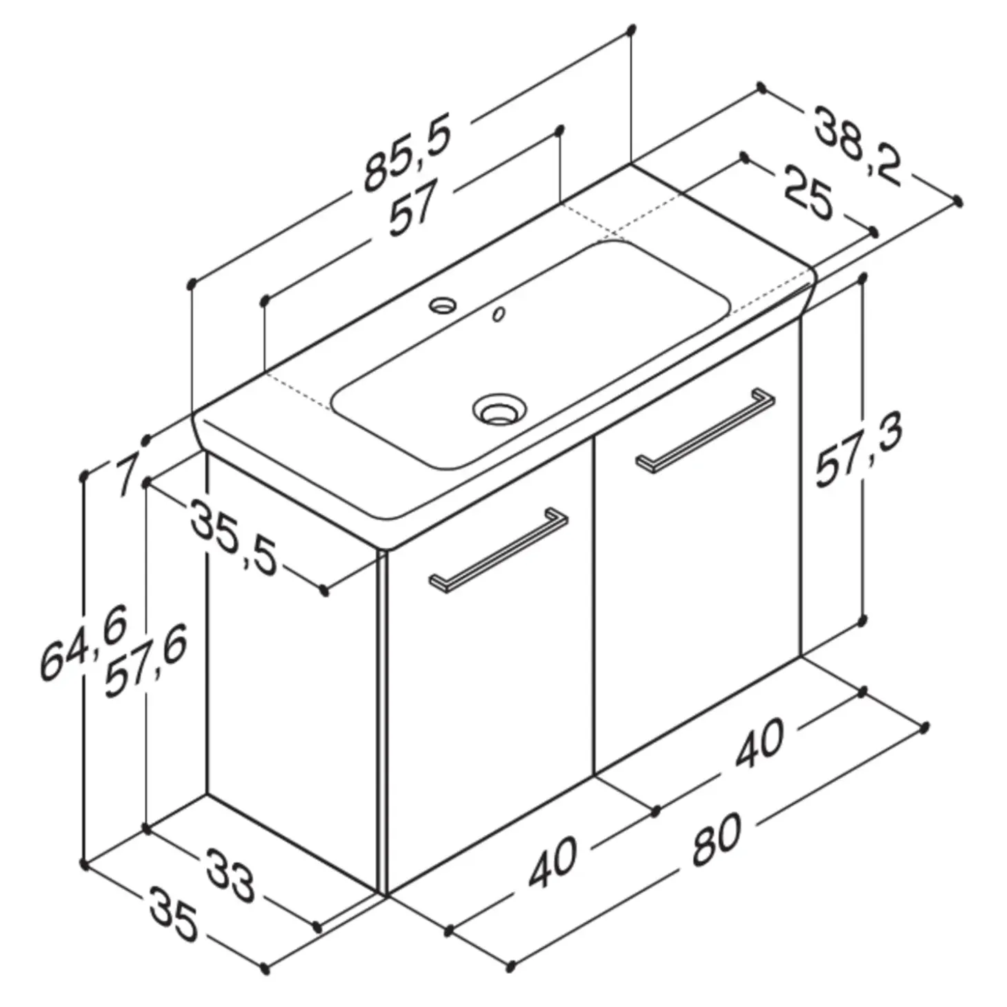 Scanbad Multo vaskeskab m. låger inkl. Lotto vask 85 cm mat hvid
