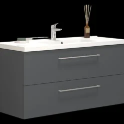 Scanbad Multo+ vaskeskab m/Aura vask og skuffer 120 cm, mat grå