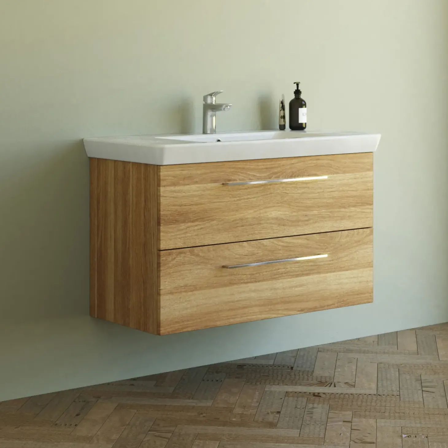 Scanbad Multo+ vaskeskab m/ Lotto XL vask 105 cm varm eg