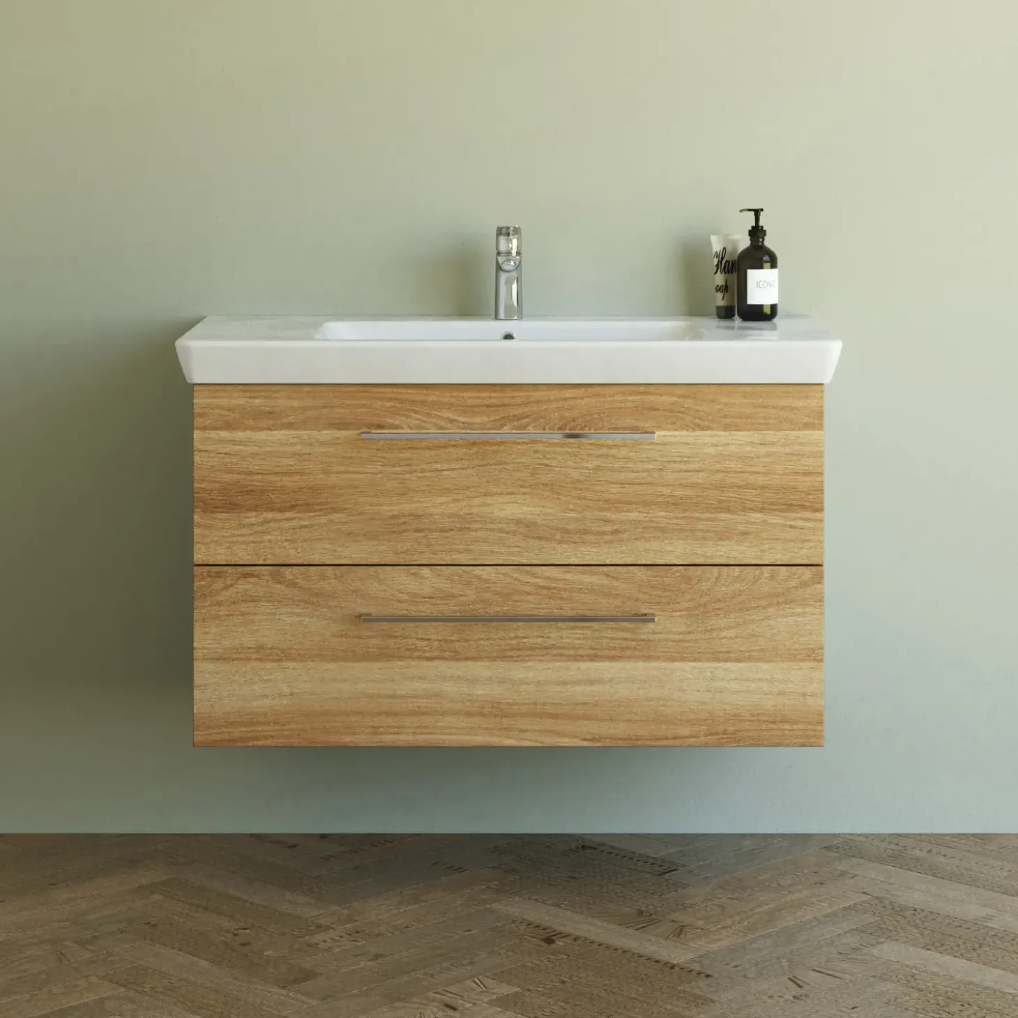 Scanbad Multo+ vaskeskab m/ Lotto XL vask 105 cm varm eg