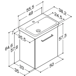 Scanbad Multo+ vaskeskab m/ Lotto vask 55 cm sort struktur