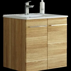 Scanbad Multo vaskeskab m/låger 61 cm  inkl. Amber vask, varm eg