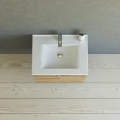 Scanbad Multo vaskeskab m/låger 61 cm  inkl. Amber vask, varm eg