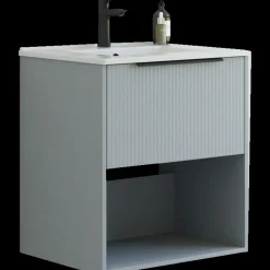 Scanbad NOW vaskeskab m/én skuffe og åbent rum 65,8x81x45,5 cm mat lyseblå stribet front