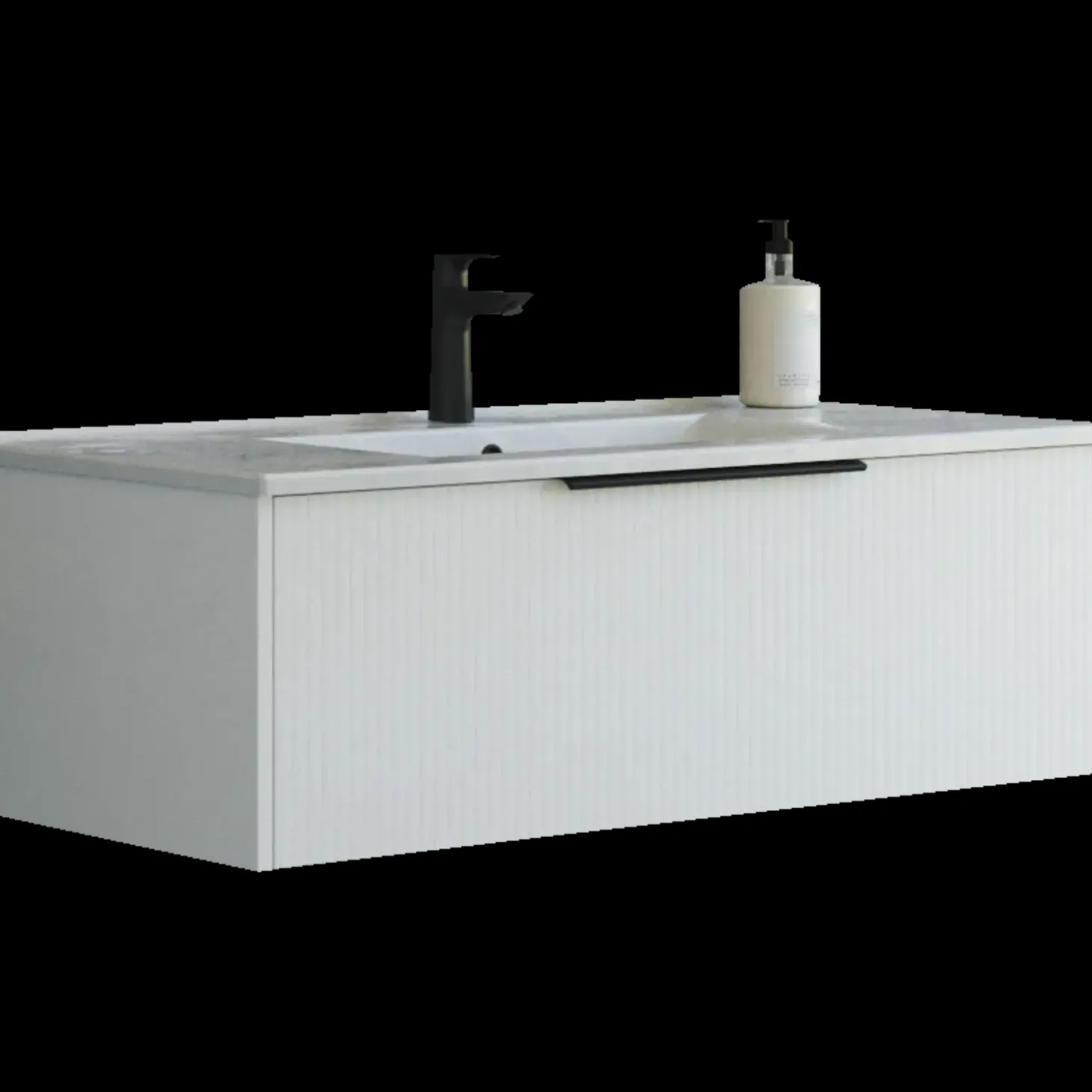 Scanbad NOW vaskeskab m/én skuffe 33,8x61x45,5 cm mat hvid stribet front