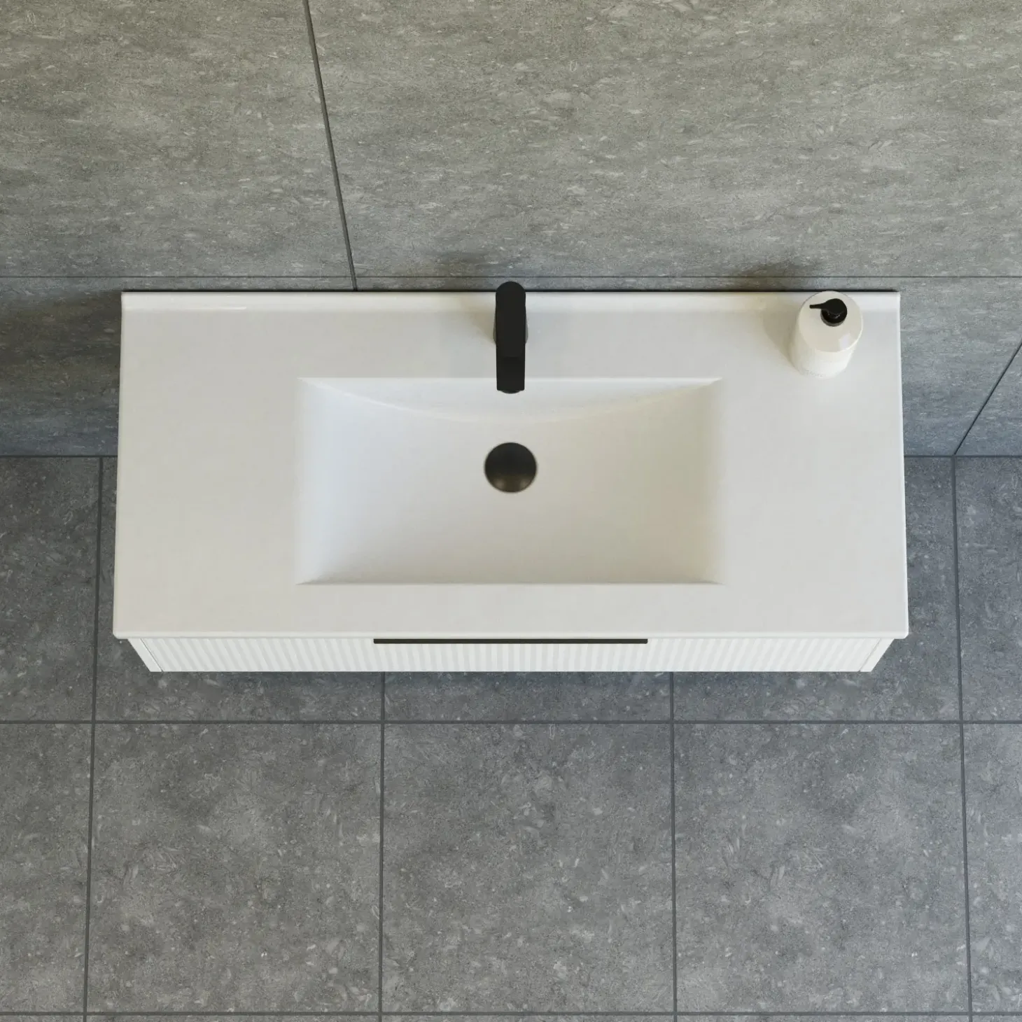 Scanbad NOW vaskeskab m/én skuffe 33,8x61x45,5 cm mat hvid stribet front