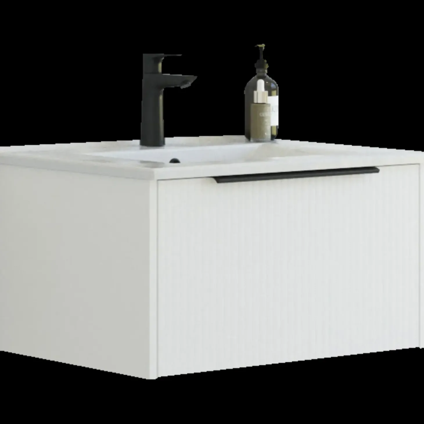 Scanbad NOW vaskeskab m/én skuffe 33,8x61x45,5 cm mat hvid stribet front