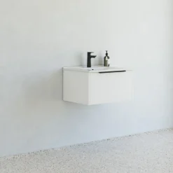 Scanbad NOW vaskeskab m/én skuffe 33,8x61x45,5 cm mat hvid stribet front