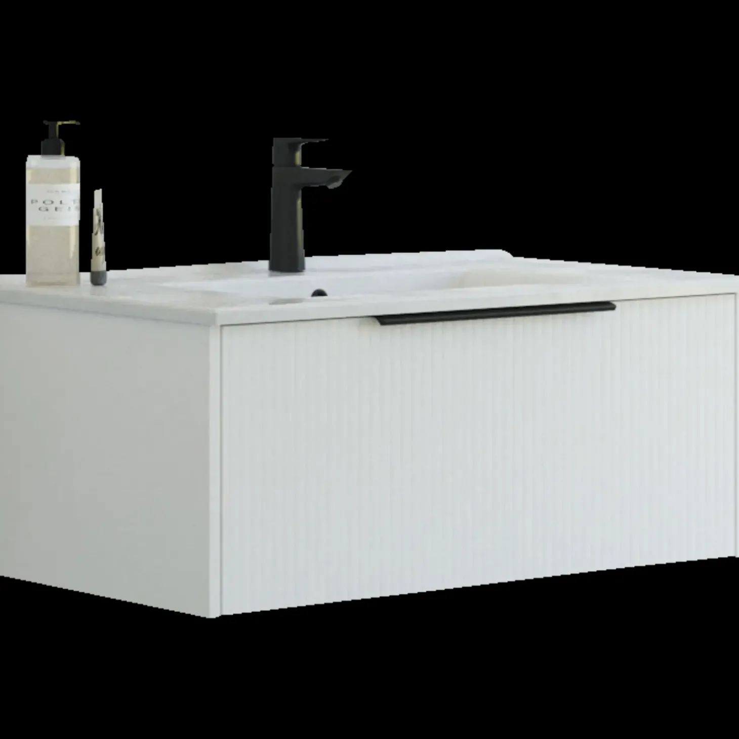 Scanbad NOW vaskeskab m/én skuffe 33,8x61x45,5 cm mat hvid stribet front