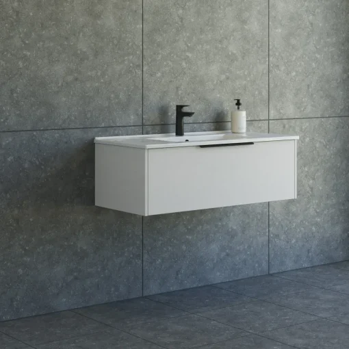 Scanbad NOW vaskeskab m/én skuffe 33,8x61x45,5 mat sand glat front