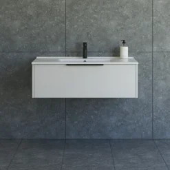 Scanbad NOW vaskeskab m/én skuffe 33,8x61x45,5 mat sand glat front