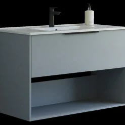Scanbad NOW vaskeskab m/én skuffe og åbent rum 65,8x81x45,5 cm mat lyseblå glat front