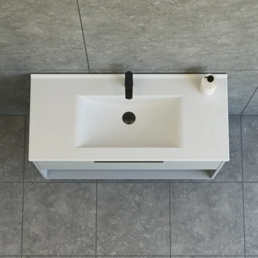 Scanbad NOW vaskeskab m/én skuffe og åbent rum 65,8x81x45,5 cm mat lyseblå glat front