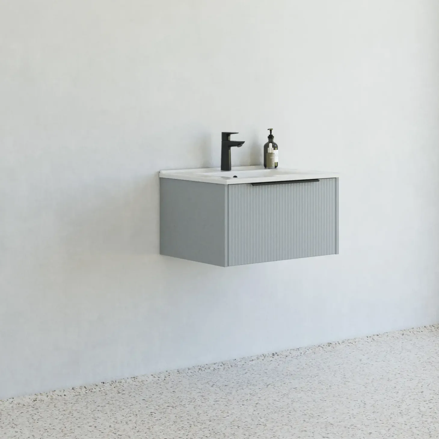 Scanbad NOW vaskeskab m/én skuffe 33,8x61x45,5 cm mat lyseblå stribet front