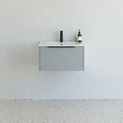 Scanbad NOW vaskeskab m/én skuffe 33,8x61x45,5 cm mat lyseblå stribet front