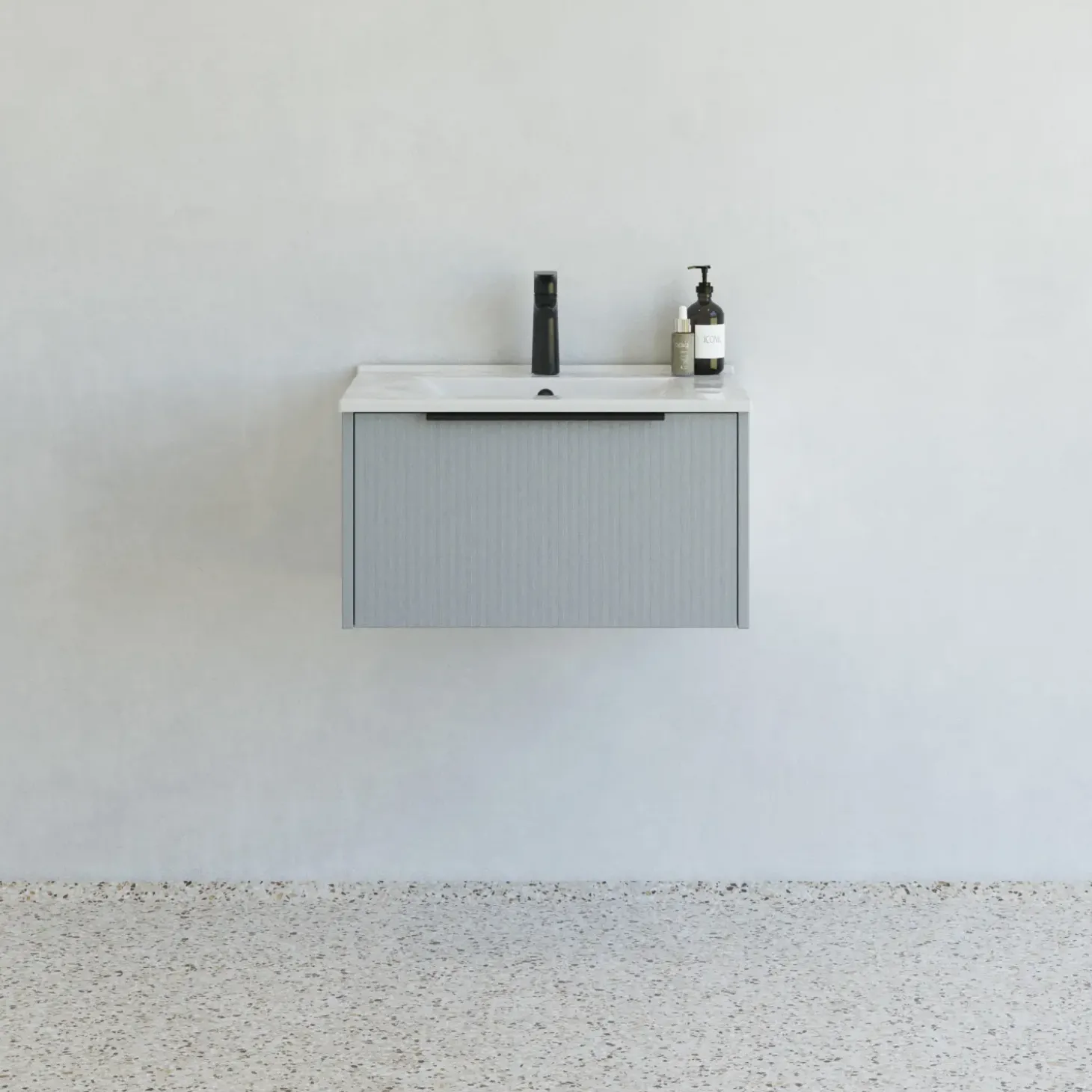 Scanbad NOW vaskeskab m/én skuffe 33,8x61x45,5 cm mat lyseblå stribet front