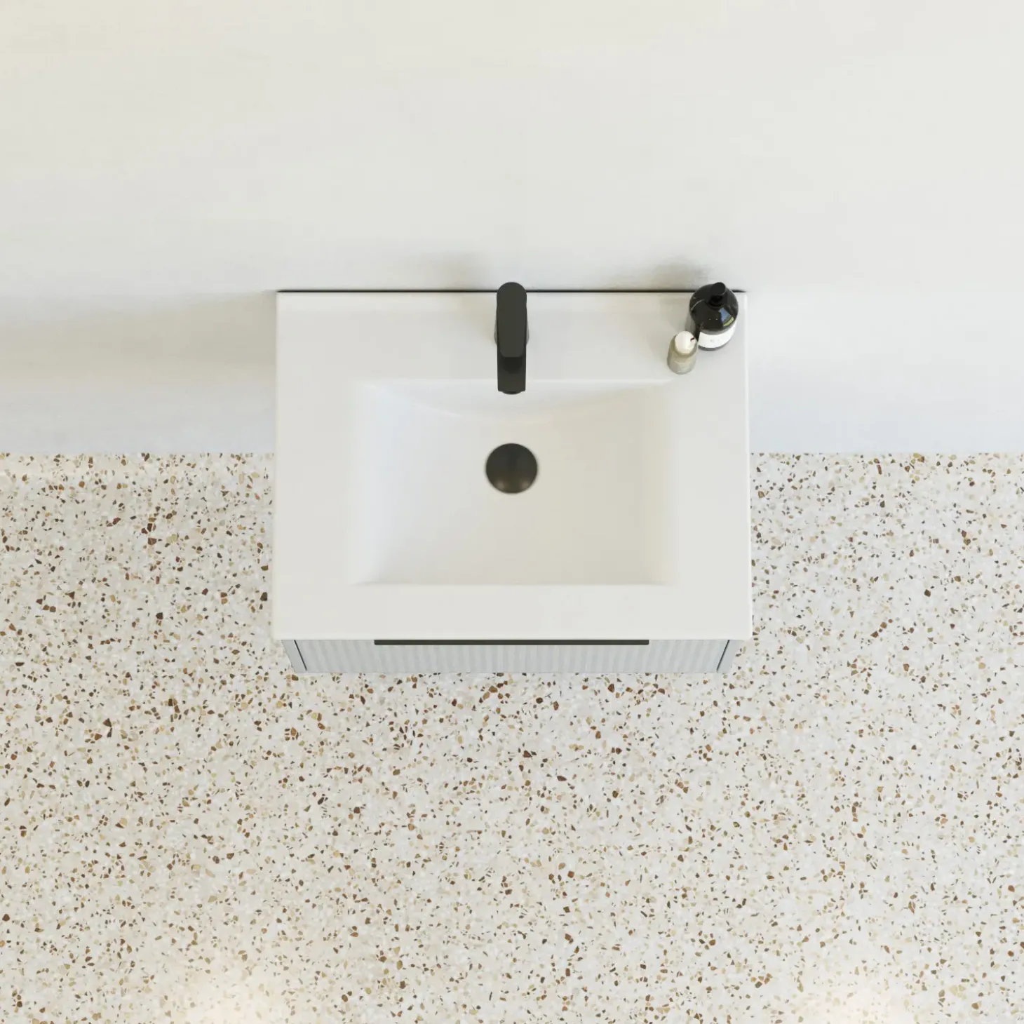 Scanbad NOW vaskeskab m/én skuffe 33,8x61x45,5 cm mat lyseblå stribet front