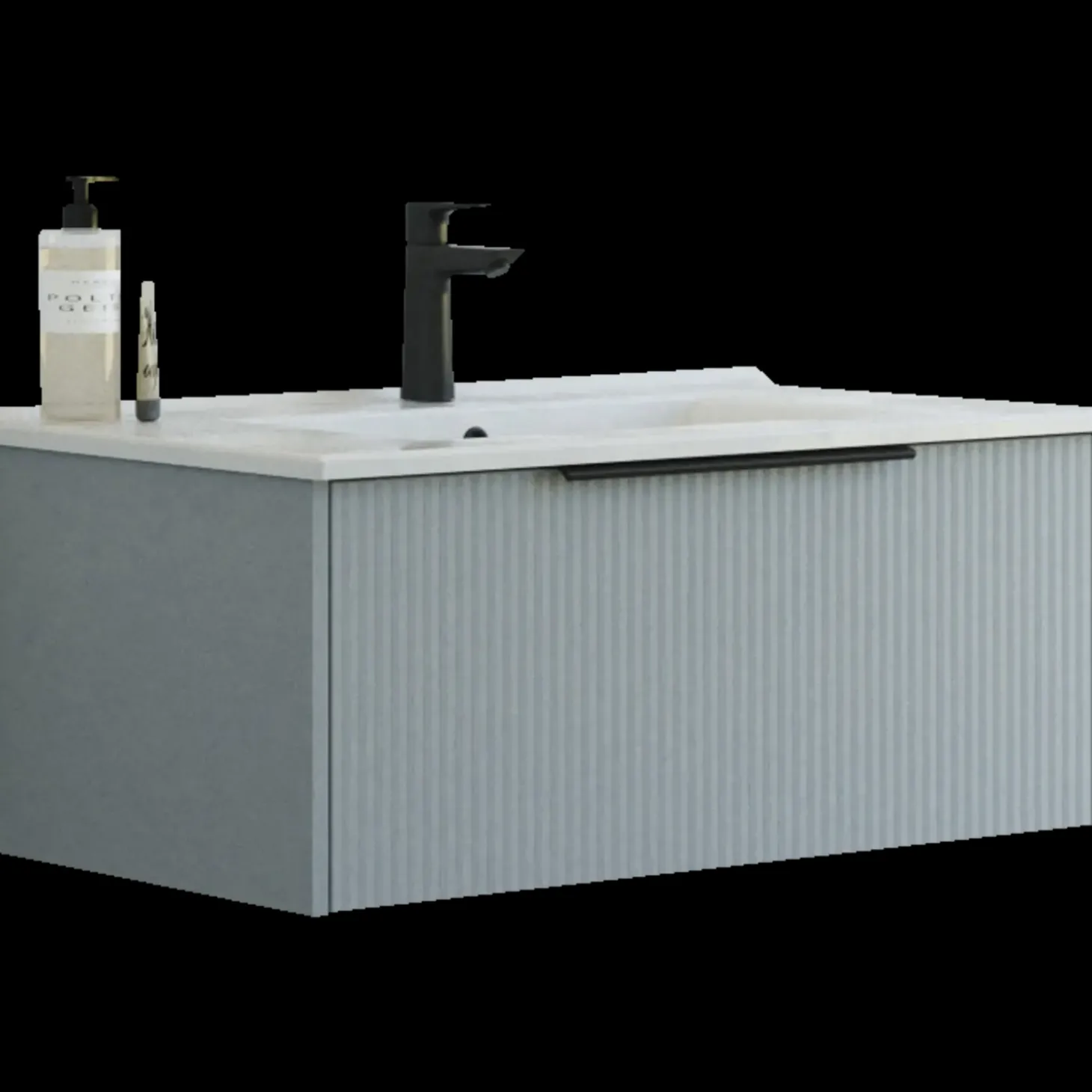 Scanbad NOW vaskeskab m/én skuffe 33,8x61x45,5 cm mat lyseblå stribet front