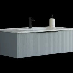 Scanbad NOW vaskeskab m/én skuffe 33,8x61x45,5 cm mat lyseblå stribet front