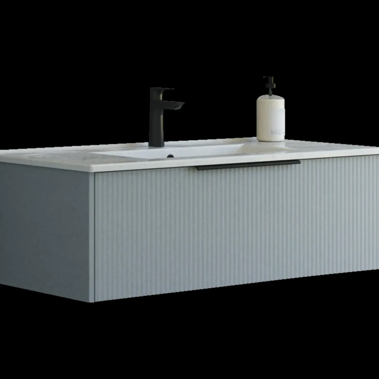 Scanbad NOW vaskeskab m/én skuffe 33,8x61x45,5 cm mat lyseblå stribet front