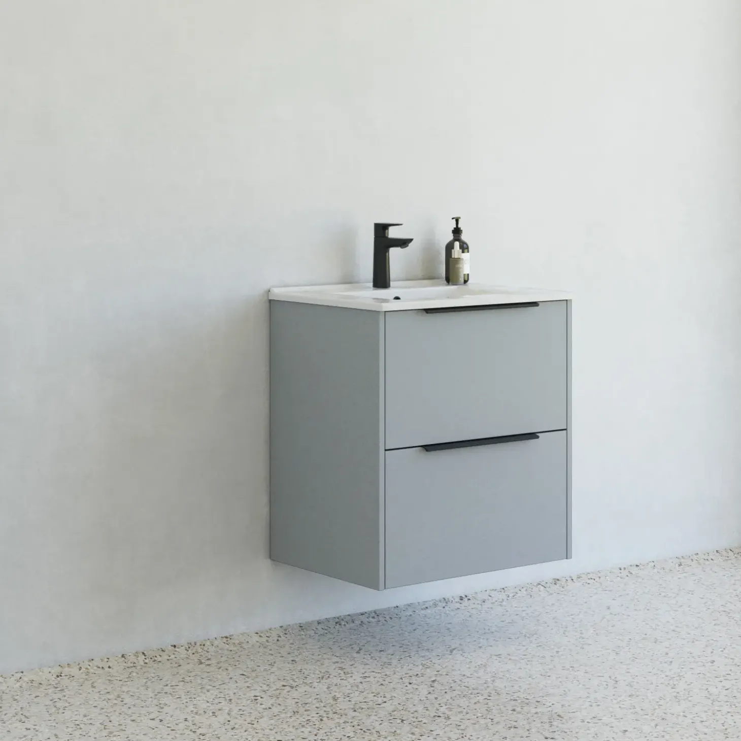 Scanbad NOW vaskeskab m/to skuffer 65,8x81x45,5 cm mat lyseblå glat front