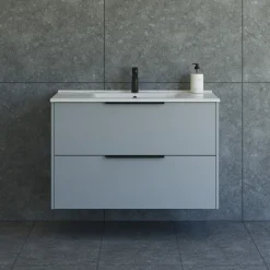 Scanbad NOW vaskeskab m/to skuffer 65,8x81x45,5 cm mat lyseblå glat front