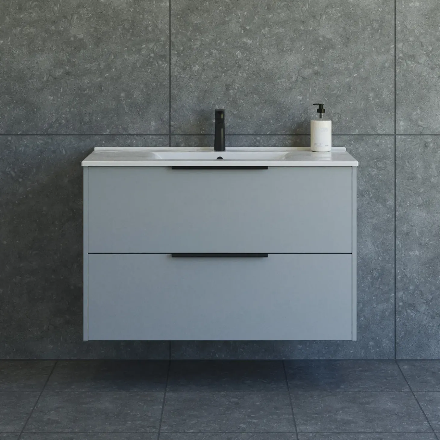 Scanbad NOW vaskeskab m/to skuffer 65,8x81x45,5 cm mat lyseblå glat front