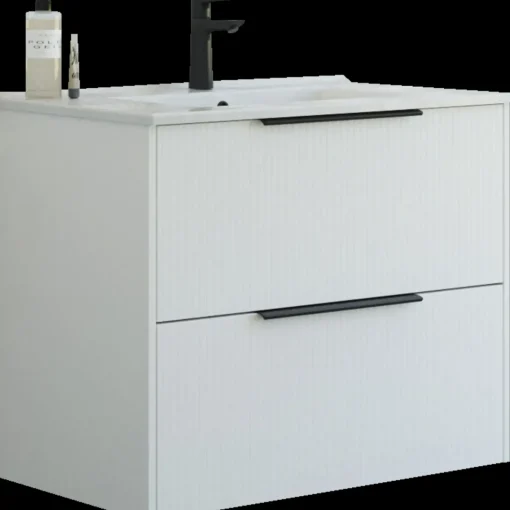 Scanbad NOW vaskeskab m/to skuffer 65,8x81x45,5 cm, mat hvid stribet front