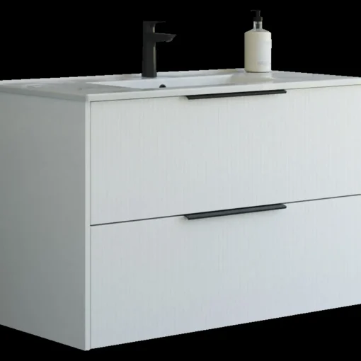 Scanbad NOW vaskeskab m/to skuffer 65,8x81x45,5 cm, mat hvid stribet front