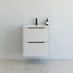 Scanbad NOW vaskeskab m/to skuffer 65,8x81x45,5 cm mat sand glat front